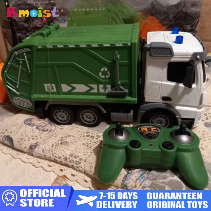 Jouet Camion Poubelle Avec Benne Levage électrique - Lumières, Sons, Accessoires (poubelles, Cartes) - Enfants 3-6 Ans